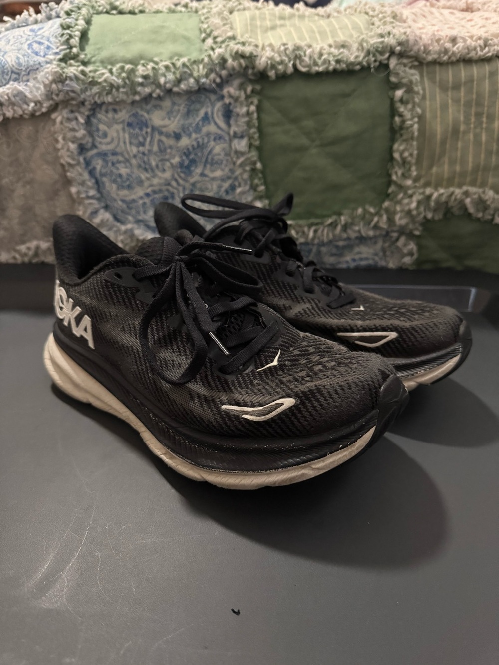 Hoka Black and White Women’s Athletic Running Shoes